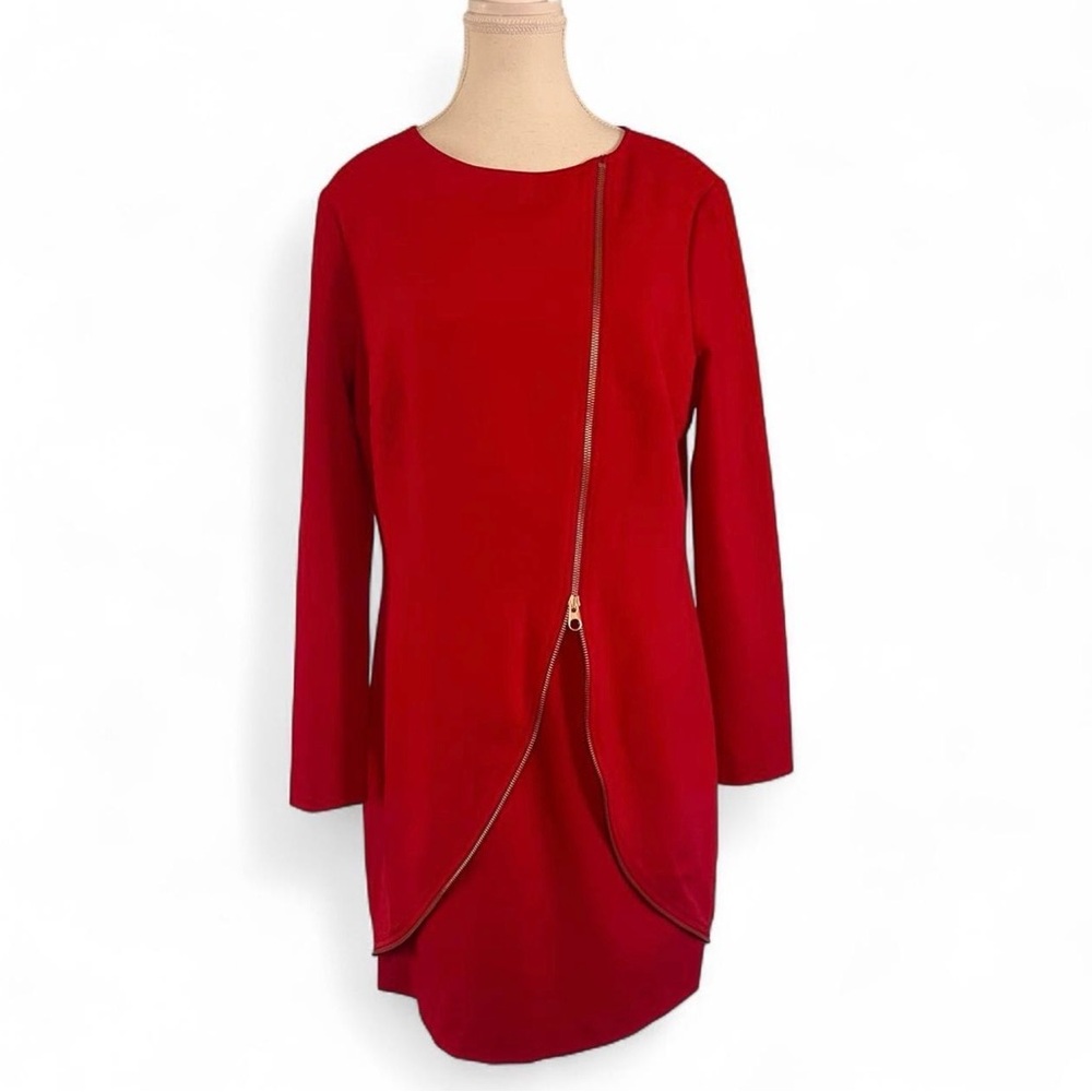 Ted Baker London Long Sleeve Red Midi Dress Size 10